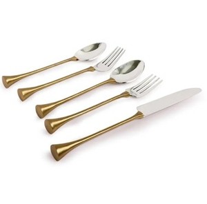 ชุดช้อนส้อมสแตนเลสที่มีด้ามจับชุบทองเหมาะสำหรับงานแต่งงานเครื่องใช้บนโต๊ะอาหารที่หรูหราและใช้รับประทานอาหารในโอกาสพิเศษ - Product Image 2