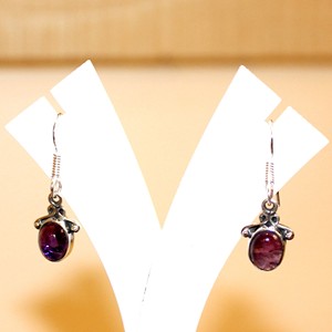 Boucles d'Oreilles Ethniques en Argent Sterling 925 Népal Artisanales Guérison Améthyste Turquoise Cristal Pierres Cadeau Bijoux à la Mode - Product Image 3