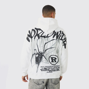 Nouveaux sweats à capuche de couleur unie pour hommes tissu de coton pull respirant Style Streetwear avec poche et conception d'impression arrière personnalisée - Product Image 2