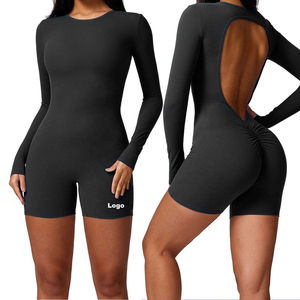 ชุดออกกำลังกายในยิมเปิดหลังรูปตัววีเซ็กซี่สำหรับผู้หญิงชุดหมีออกกำลังกายโยคะแบบชิ้นเดียวพร้อมชุดยกก้นสำหรับฝึกกีฬาและยิม - Product Image 1