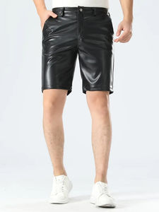 กางเกงขาสั้นกีฬาลำลองหนังแท้สำหรับผู้ชายมีลายตาข่ายระบายอากาศได้ดีแห้งเร็วและติดกระดุม - Product Image 4