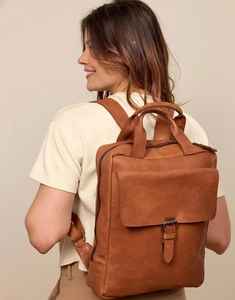 Sac à dos convertible en cuir marron, sacoche de vélo, sac à dos vintage unisexe pour ordinateur portable, doublure en coton, fermeture éclair, cuir véritable - Product Image 2