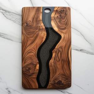 Tabla de cortar de resina hecha a mano con forma de cuerpo de madera maciza con patrón inspirado en el océano, reutilizable duradera para uso en restaurante de Hotel en casa - Product Image 6