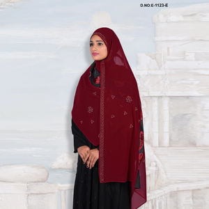 Fashion Forward Georgette Headscarf with Luxe Velvet Insert Detailing for Special Events and Modest Styling - Product Image 1