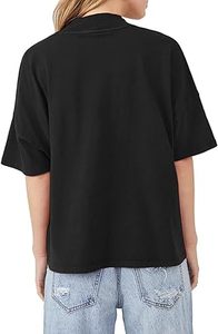 Camiseta recortada personalizada con cuello simulado negro para mujer, Top corto 100% de algodón, Camiseta lisa de gran tamaño con cuello simulado para niñas - Product Image 2