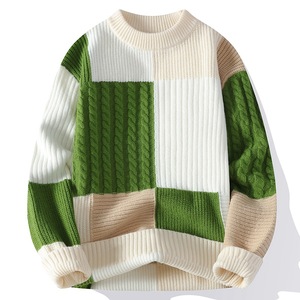 Suéter de invierno con logotipo personalizado para hombre, jersey de manga larga de gran tamaño, Jersey de punto, logotipo frontal, cuello redondo, patrón fino, ropa de calle, Cable - Product Image 4