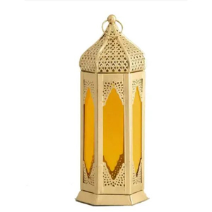 Ensemble de 2 lanternes suspendues marocaines au design classique avec verre bleu parfait pour la décoration de Noël - Product Image 4