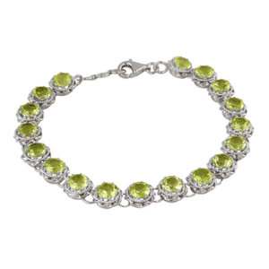 Venta al por mayor Peridot Tennis Style Bracelet Sterling Silver Gemstone Elegant Tennis Bracelet Joyería hecha a mano Regalo para mujeres - Product Image 2