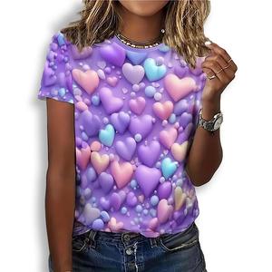 Fashion 3D Print T <b>Shirt</b> For <b>Women</b> Casual Round Neck Love Summer Short Sleeve Tops Hip Hop Trend Ladies Clothing Loose Girl Tees - Product Image 2
