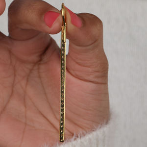 Pendientes largos de diamante cultivado en laboratorio de corte redondo elegante Diseño clásico chapado en oro sólido de 18KT para todas las ocasiones Certificado IGI - Product Image 5