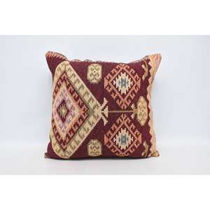 Oreiller Kilim Patchwork bohème de luxe 28x28 pouces coussin en laine marron tissé Vintage moelleux pour vivre literie décor de noël - Product Image 1
