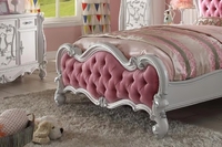Ensemble de chambre d'enfant Issabel en bois massif avec sculptures, finition blanche, design classique, meubles pour la maison