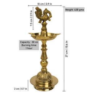Lampes à huile traditionnelles en laiton Annam Diya du Tamil Nadu pour l'éclairage spirituel du temple à domicile et la décoration de Pooja - Product Image 4