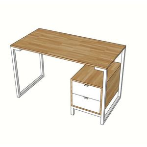 SFBLV006 - Table en bois et caoutchouc à 2 tiroirs au design minimaliste avec armoire 600x1200x750mm - Product Image 3