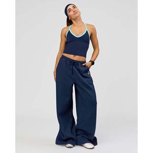 Pantalon de détente Zola Go-To à jambes larges en bleu marine futuriste - Bas de pyjama décontractés et confortables - Product Image 4