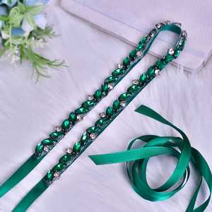 Cinturón de Novia Ajustable Bridella BS149KL Verde con Detalles de Pedrería - Product Image 1