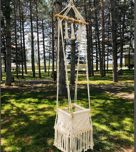 macrame gift hammock for baby boho dekor HANDMADE NATURAL Baby <b>Swing</b> Set Style Color baby bedside sleeper - Product Image 2