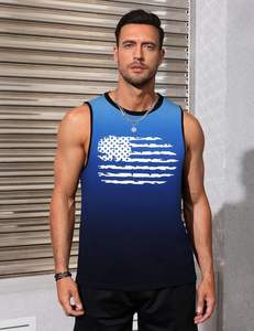 Débardeurs de fitness décontractés avec logo personnalisé pour hommes Tissage tricoté de musculation respirant avec motif imprimé Stringer - Product Image 3