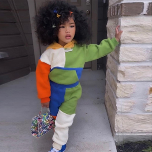 Winter Kids Solid Hooded Polyester/Cotton Tracksuit Two-Piece Set for <b>Toddler</b> Boys Girls Casual Outfit - Product Image 3