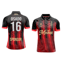 Camiseta de Cricket de Manga Corta para Hombre, Precio Económico, Impresión Digital, Cuello Tejido, Impresión por Transferencia de Calor, 100% Poliéster, Secado Rápido