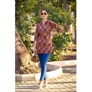 Western Modern Stylish Design Premium Cotton Foil Printed Short Top Girls Ropa India pakistaní Maruti Fashion Disponible Todos - Product Image 1