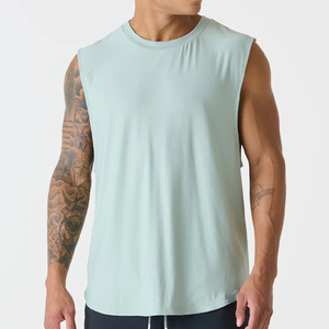 เสื้อกล้าม96% 4% โพลีเอสเตอร์สำหรับผู้ชายเสื้อกล้ามใส่เล่นยิมผ้าสแปนเด็กซ์พื้นหอยเชลล์โลโก้ตามสั่ง - Product Image 5