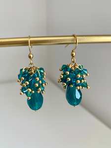 Modern Glass <b>Beads</b> and Resum Earrings with <b>Turquoise</b> Design and Cascading Fringe Unique Jewelry Gift by MS Handicraft - Product Image 3