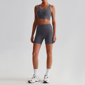 Conjunto de Yoga de dos piezas de alta calidad OEM para mujer, logotipo personalizado, estampado sólido, equipo deportivo transpirable, cordón de talla grande - Product Image 6