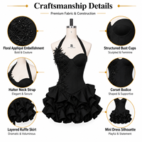 Fabricant OEM ODM sur mesure, MOQ, robe mini corset noire sans bretelles, robe moulante pour femme, robe de soirée, fournisseur 50 pièces