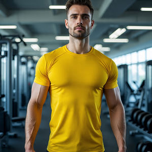 T-shirts de gymnastique pour hommes T-shirts à manches courtes en coton et polyester T-shirts d'été pour hommes de nouveau style pour hommes - Product Image 2