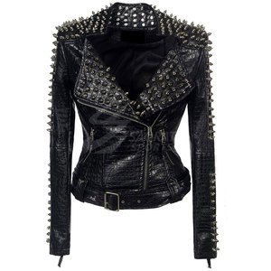 Ropa de moda chaqueta de invierno a prueba de viento para mujer ropa de calle nuevo diseño transpirable chaqueta de cuero con tachuelas para mujer - Product Image 1