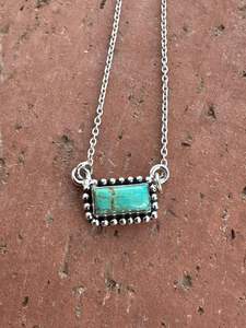 Handmade Sterling Silver Kingman Turquoise Bar <b>Necklace</b> Southwestern <b>Boho</b> Statement Jewelry - Product Image 4