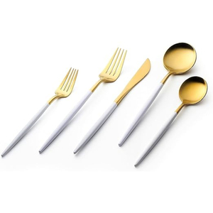 Juego de cubiertos de acero inoxidable directo de fábrica de La India, diseño moderno, mango de diseñador Delgado, chapado en oro para regalos de negocios - Product Image 5