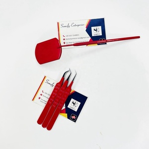 Pinzas para Pestañas Profesionales de Alta Calidad Somofy Enterprises con Logotipo Personalizado, Color Rojo, Punta Suave de 10 mm, Acero Inoxidable Espejo - Product Image 2