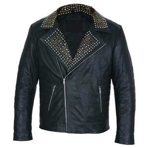 Chaqueta de moda para mujer, cortavientos, de cuero y lona, transpirable, ecológica, sólida, para otoño e invierno, con remaches, rellena de algodón, de punto, de alta calidad. - Product Image 1