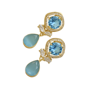 Brass Gemstone <b>Studs</b> Wholesale Bulk Zircon Natural Semi Precious Stone 18K Gold Plated Finish Nickel Free Durable Wholesale - Product Image 5