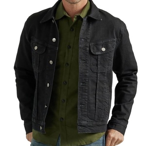 Chaqueta vaquera con estilo personalizado para hombre, abrigo vaquero negro con diseño de logotipo personalizado, chaquetas de moda para hombre - Product Image 1