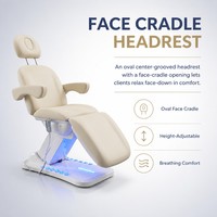 Fauteuil de traitement électrique blanc crème avec base lumineuse LED réglable, télécommande et repose-tête – Équipement de spa moderne