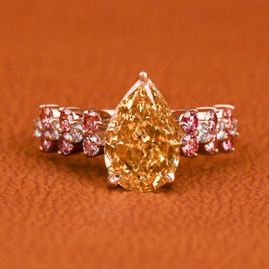 Anillo de compromiso clásico de plata esterlina para mujer, lujoso laboratorio de pera amarilla, creado con doble Diamante, configuración pavimentada, certificado IGI - Product Image 1