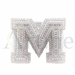 แหวนทองคำขาวสีขาวล้วน14K ทรงฮิปฮอปทันสมัยประดับเพชรทรงกลมและมรกตสวยงามสวยงาม - Product Image 1