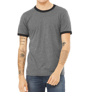 Fábrica al por mayor personalizado bordado Ringer Tee patrón sólido poli-algodón camisetas con impresión digital personalizable - Product Image 2