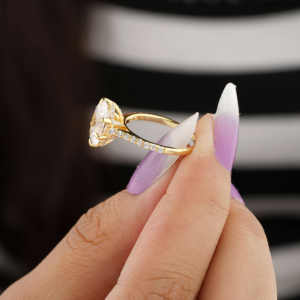 1.50 bague de fiançailles en diamant taille ovale cultivée en laboratoire 14K or massif cadeau de luxe à la mode bague Halo cachée pour les femmes certificat IGI - Product Image 4