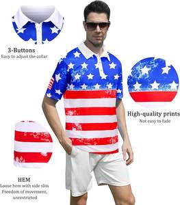 Pantalones cortos de golf atléticos de ajuste seco para hombre, manga corta con cuello estampado, material de punto de poliéster 100% - Product Image 5