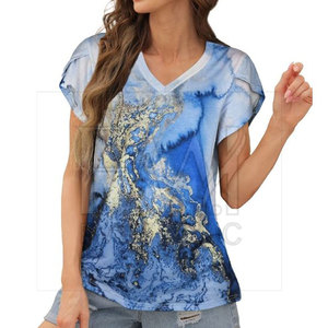 Personalizable Mujer Única agujero decoración nuevos estilos Simple rayas de punto cuello redondo Camiseta Streetwear Pekín camiseta - Product Image 3