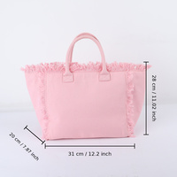 Tas Selempang Kanvas Multi Warna Keymay RTS dengan Rumbai, Tas Monogram DIY, Tas Pantai Outdoor, Tas Tote Mewah Fashion Wanita