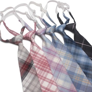 Corbata a cuadros de estilo japonés de seda 100% para mujer, bonita corbata de estudiante perezosa Simple para uniforme JK, dulce Simple para persona ocupada - Product Image 1