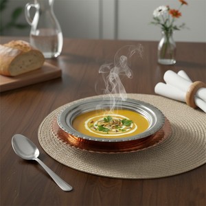 Plato de Cena Moderno de Cobre Martillado de 13 Pulgadas, Resistente, Tradicional, de Plástico, para Fiestas, para Hoteles, 50 Piezas - Product Image 3