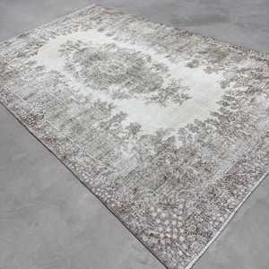 Tapis turc vintage de 6,6 x 10,6 pieds, grand tapis, tapis à motifs floraux gris - Product Image 3