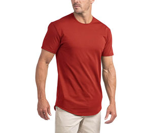 Mens Longline T Shirt <b>Round</b> Neck Short Sleeve Extended Length Streetwear Stylish Longline T-shirt for men - Product Image 1