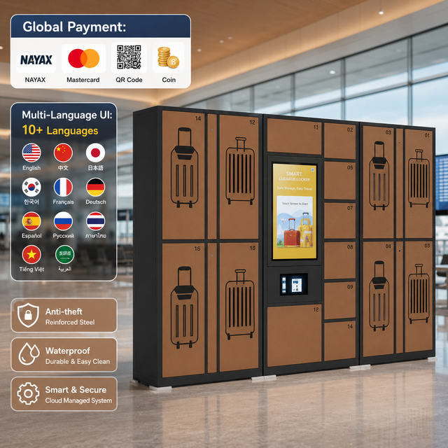 Customizable Smart Outdoor Portable Luggage Locker QR Code RFID System Secure Intelligent Suitcase Storage Cabinet Airport Hotel